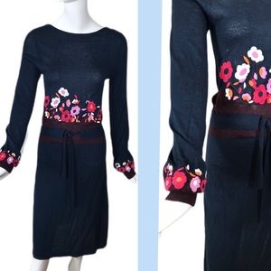 Valerie Brand Dress Small (38 EU) Silk Blend Embroidered Dress